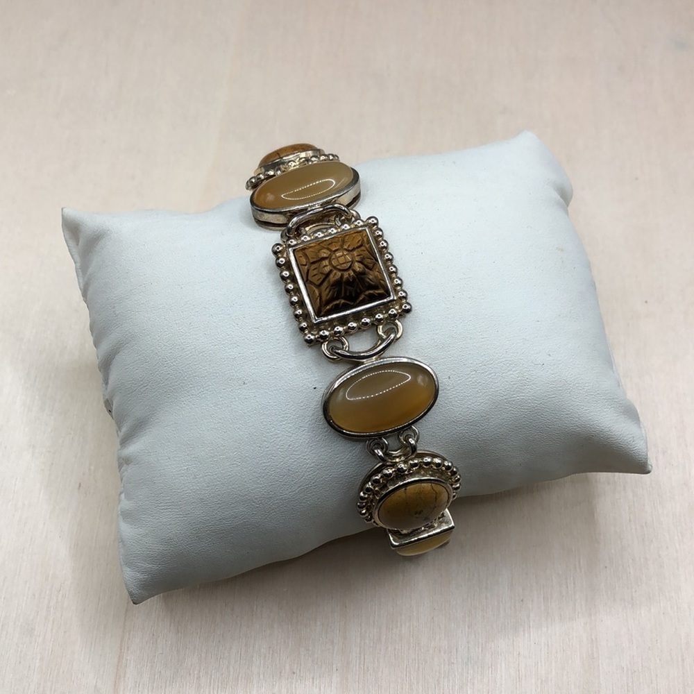 WK WHITNEY KELLY SIGNED STONE/GEMSTONE STERLING SILVER 925 BRACELET FINE JEWELRY